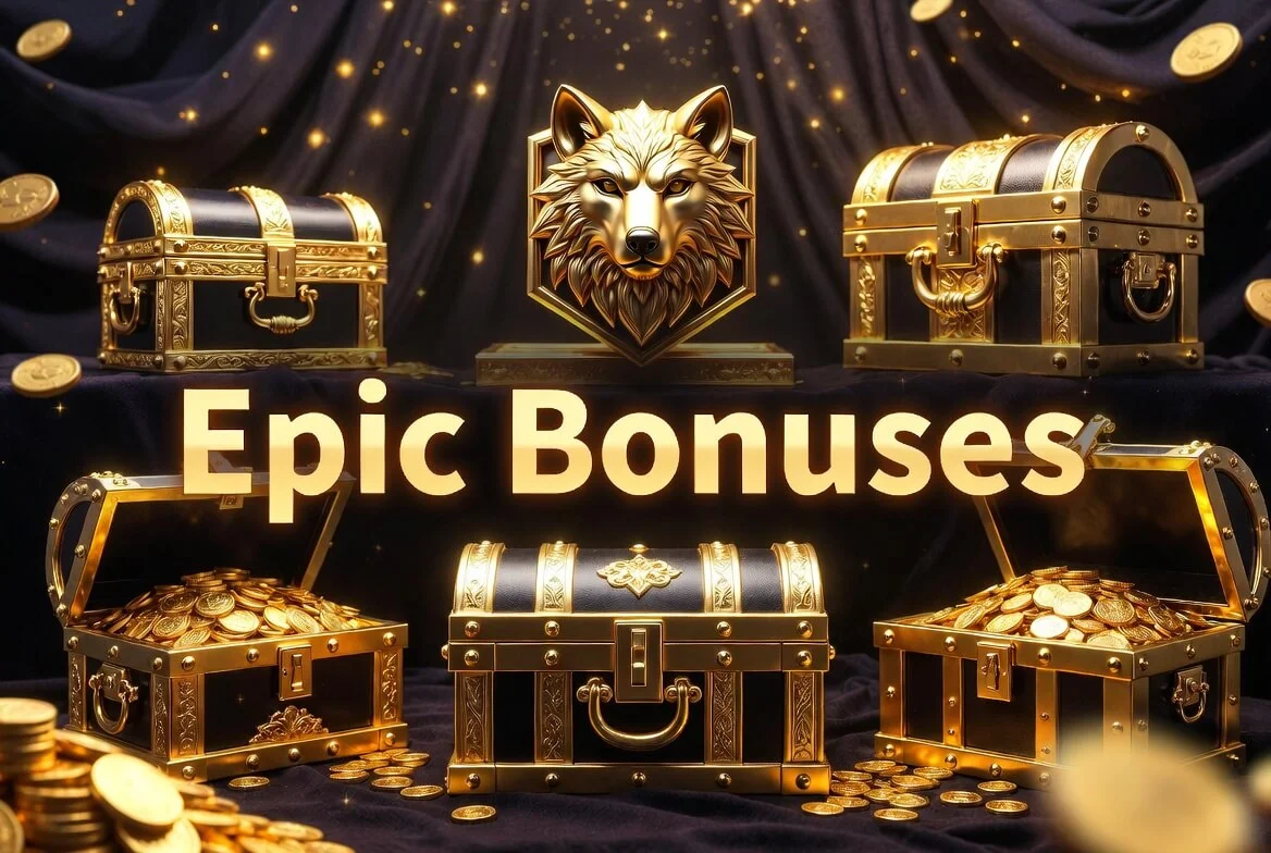 Wolf Winner free spins and welcome bonus treasure chests in gold